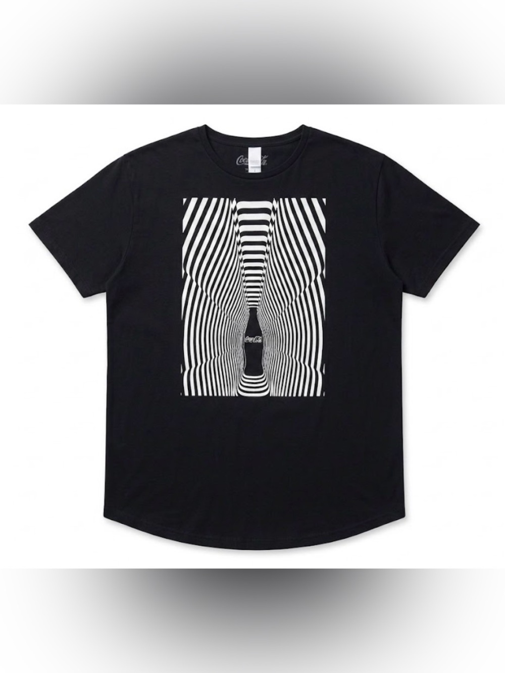 Coca Cola Mens 3X T-Shirt Black Optical Illusion Bottle Graphic Tee 3XL Cotton